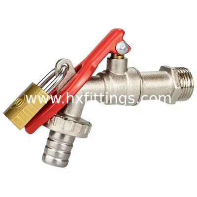 Outdoor 1/2" Eisengriff Bibcock aus Zinklegierung, abschließbarer, korrosionsbeständiger, wandmontierter Gartenwasserhahn für Waschmaschine